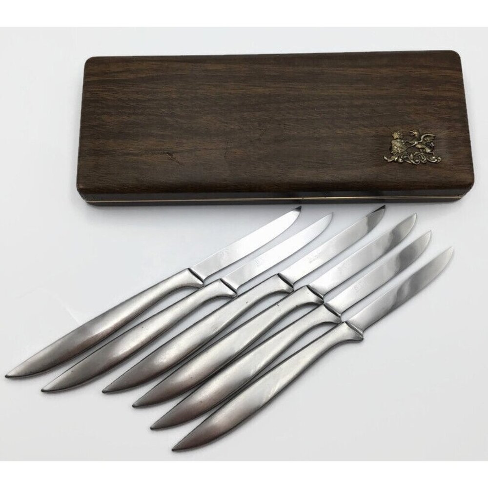 Supreme Cutlery Corp Knives Set of 5 Vintage Stainless Steel + Case S.C.C. Italy